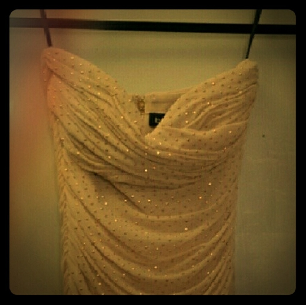 Gorgeous nude sparkle slinky Bebe push up dress